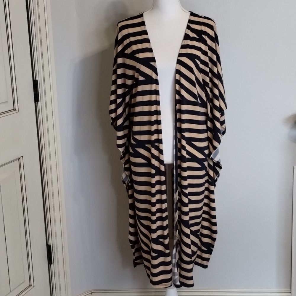 MY Story Striped Duster Medium Navy /Tan